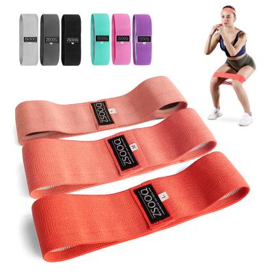 China Heavy Duty Home Workout Fitness Exercise Or Gym Custom Logo Printed Fabric Women Hip Band Exercise 3 Level Fitness Gym Squat Resistance Band for sale