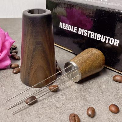 China Viable on the line coffee shop sale coffee accessories needle dispenser stainless steel powder dispenser hot needle nature wood handle for sale