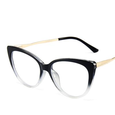 China Anti Blue Light Blocking Anti Contrast Glass TR90 Metal Spring Flat Glass European Light Blue Glass HONGYI 2022 New Retro Cat's Eye and American Leg Frame for sale