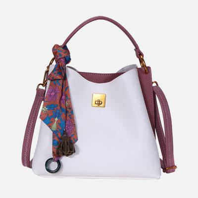 China Durable Color Matching Pu Leather Handbags Girls Tota Bags for sale