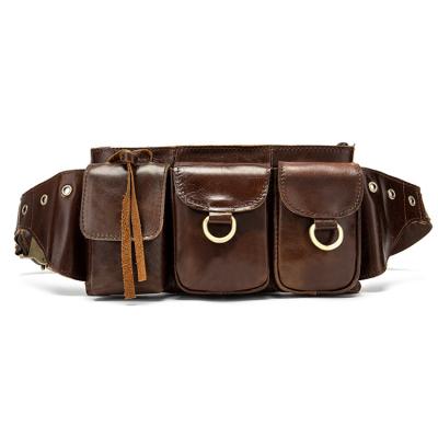 China 2020 high quality custom fashion full-grain leather mini pocket funny belt packs men's waist bags for sale