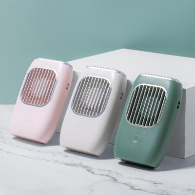 China Portable Mini Portable Neck Hanging Fan USB Rechargeable Fans 3 Speeds Folding Electric Neck Fan Rechargeable Leafless Adjustable Air Cooler for sale