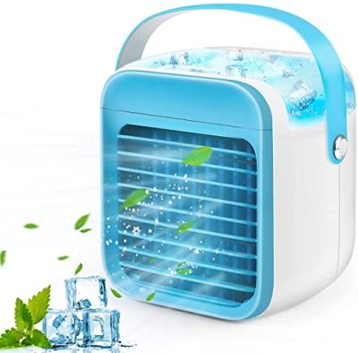 China Mini Handle Evaporative Personal Rechargeable Air Cooler White Portable Air Conditioner, 3 Fan Speed, Desk Fan for sale