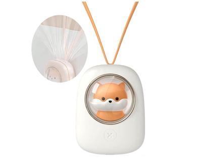 China Portable Hanging Neck Fan Built in 1200 mAh Battery Neck LED Light Fan Rechargeable Portable Small Mini Portable Hanging Fan Portable Handheld Children for sale