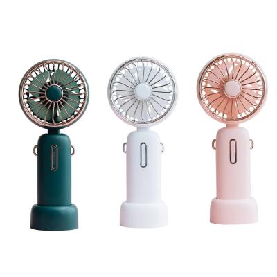 China 2021 Hotel Desk Mini Outdoor Portable Handheld Neck Fan With Spiral Four Leaves Three Gears Wind Up Portable Fan for sale