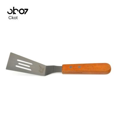 China Wood Handle Viable Shovel Iron Dish Spatula Pizza Crepe Spatula Hole/Spatula Knife for sale