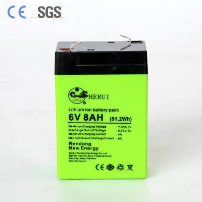 China Factory price terminal type toys 6v 8ah lifepo4 lithium battery pack for EMERGENCY LIGHT LIGHT BATTERY for sale