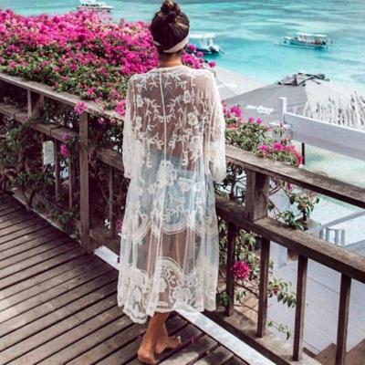 China WINUP Women Summer Lace Anti-Static Mesh Cover Up Beach Dress for sale