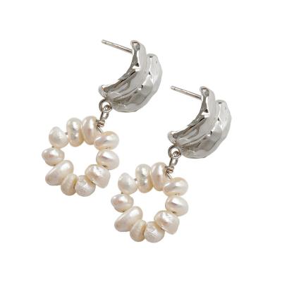 China AEKKI Edition 925 Studs Retro Temperament Sterling Silver Irregular Pearl Earrings Korean Baroque Pearl Earrings for sale