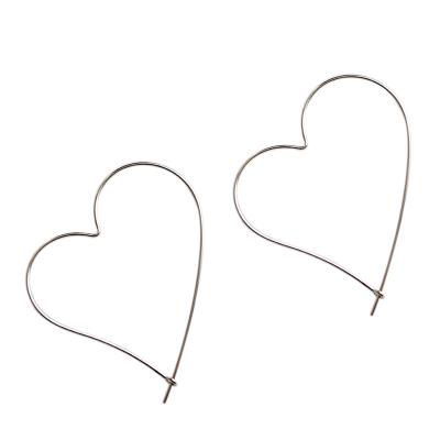 China 100% sterling silver jewelry earrings AEKKI YH333 handmade Korean style big simple heart-shaped earring for sale