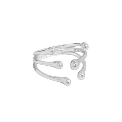 China AEKKI Jewelry JT549 Simple Elegant Easy 925 Sterling Silver Claw Shaped Round Beads Adjustable Ring for sale