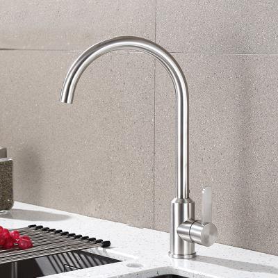 China Fujian HANJOO Manufacturer 304 Stainless Steel Hot Kitchen Faucets Special Bending Faucets Thermostatic Vegetable Basin Wash And Cold for sale