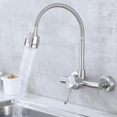 China 304 Stainless Steel Hot Water Discharge Ways Thermostatic Faucets Dual Types Premium Creative Wall Tap And Cold Faucet for sale