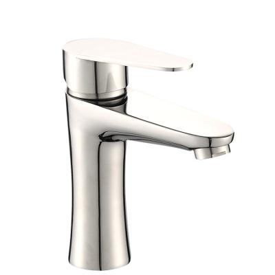 China Contemporary Low Price Metered Faucets Fujian HANJOO Polished Smooth Handle Sink Kitchen Hot And Cold Water Basin Faucet for sale