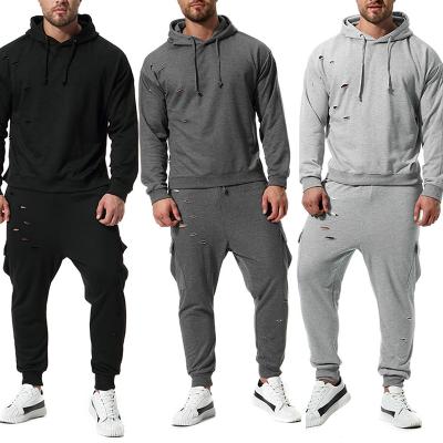 China Breathable 2 Piece Sets Mens Hooded Pullover Hoodie Sport Wear Suit Sweatsuit Sweatshirt+pants for sale