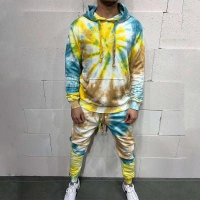 China 2020 New Arrived Antibacterial Street Hip Hop Tie Dye Sweater Hoodies And Jogger Pants Sets for sale