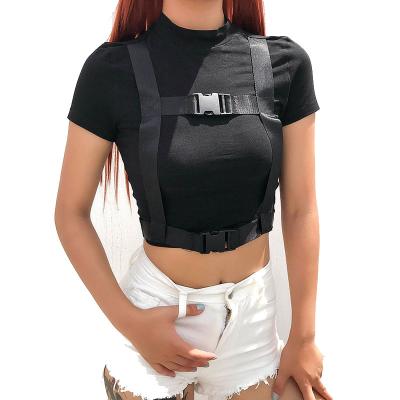 China Anti-pilling fashion bag buckles clothing ropa summer streetwear crop punk women t-shirt hip hop top t-shirt women's short sleeve ropa mujer for sale