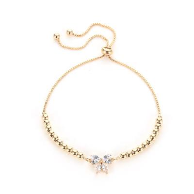 China CLASSIC hot sale women charm bracelet with Diamond Girl Adjustable Bowknot Zircon bracelet for sale