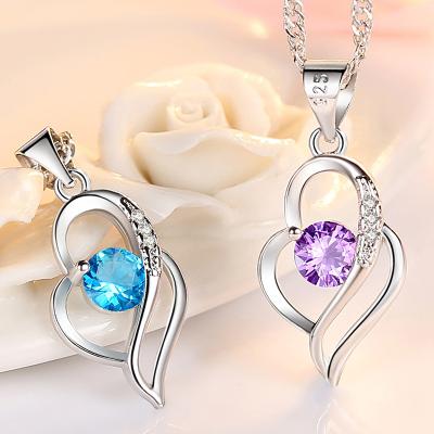 China RTS 2021 FASHIONABLE small MOQ 925 Sterling Silver Crazy Love Charm dangle Diamond Necklace for women for sale