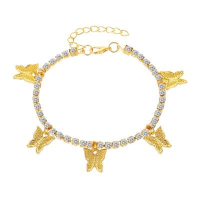 China CLASSIC Hot Selling Creative Jewelry High Quality Ankle Chain Alloy Beach Bling Rhinestone Butterfly Anklet Jewelry for sale