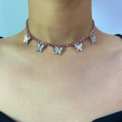 China New Fashion High Quality TRENDY Full Crystal Chain Butterfly Necklace Trendy Jewelry for sale