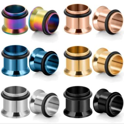 China FASHIONABLE 2pcs/set 316 Stainless Steel Ear Flesh Tunnel Screw Plug For Men Women Body Piercing Jewelry for sale