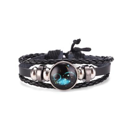 China 2021 Hot Selling Luminous Light Women Zodiac Meave Couples Bracelet CLASSIQUE 2021 Europe Popular Handmade Cowhide Bracelet for sale