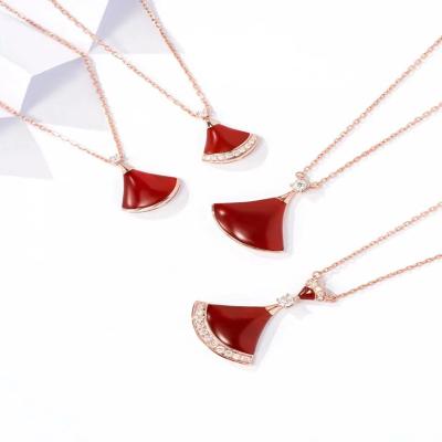 China 2021 New Trendy Women's Fashion 925 Sterling Silver Necklace Collarbone Chain Choker Carnelian Necklace for sale