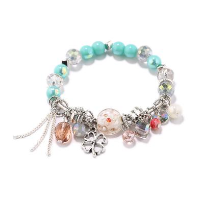 China BOHEMIA fashion bohemian style handmade creative four-leaf clover tassel Korean ethnic bracelets women beautiful bead bracelet for sale