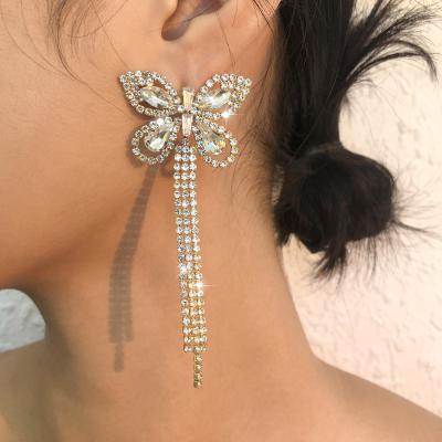 China New Arrival CLASSIC Fancy Earrings For Party Girls Zircon Butterfly Wing Tassel Earrings 2021 for sale