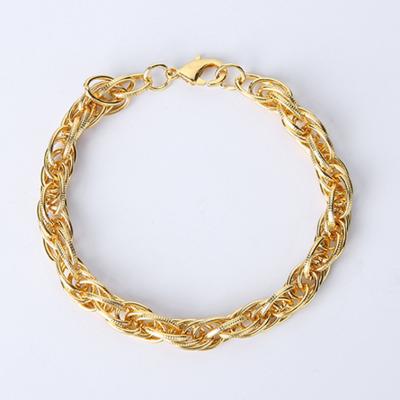 China 2021 CLASSIC Factory Rectangular Hip Hop Chain Stainless Steel Gold Bangle Women Jewelry for sale