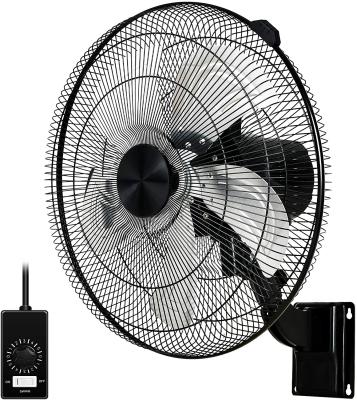 China Hotel HealSmart 18 Inch Household Commercial Wall Mount Fan, 90 Degree Horizontal Swing, 5 Speed ​​Settings, Black, 1-Pack for sale