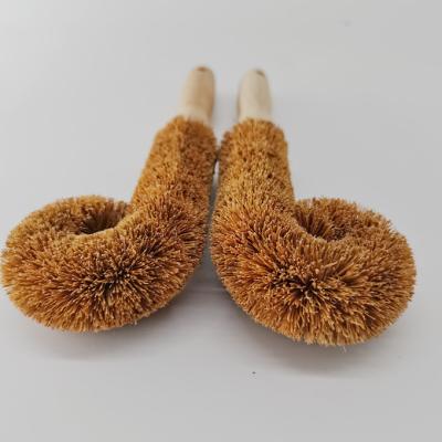 China Eco-Friendly Nature Beech Wood Handle Bottle Dish Brush Sustainable for Cooking and Biodegradable Coconut Fiber Kitchen Cleaning Brush for sale