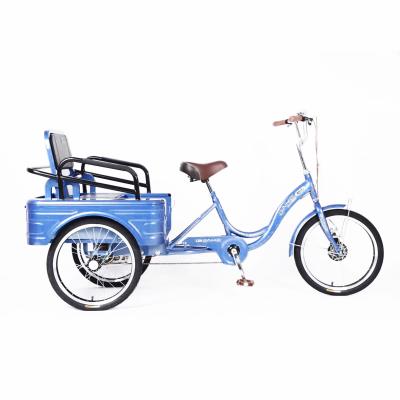 China Adult Passenger 3 Wheel Surrey Labor Bike Bicycle Tricycle With Rear Seat for sale