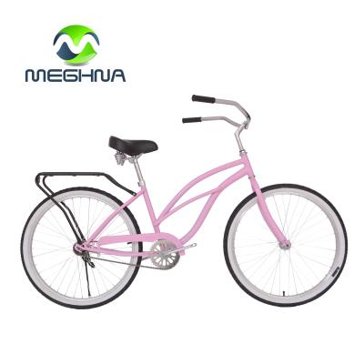 China Lady Pink Steel Frame Beach Cruiser Steel Bike Cheap Single Expedited Bicycle for sale