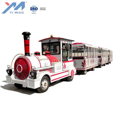 China Body: Fiber Reinforced Glass Chassis: Professional Steel For Large Vehicles Tourist Diesel Trackless Train For Amusement Park for sale