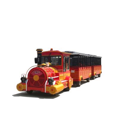 China Theme Park Best Quality Fiberglass Shell Outdoor Tourist Diesel Steam Trackless Road Train For Sale for sale