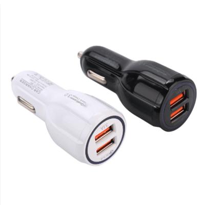 China High Quality High Speed ​​QC 3.0 Quickly 2 USB Ports 3.1A Portable Car Charger Dual Quick Charger for sale