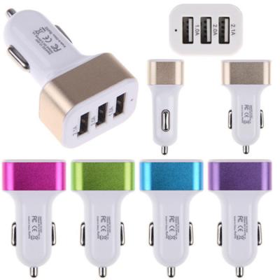 China Phone Charging Logo Custom Promotion Gift 3.1A Universal Mobile Phones Triple 3 Port USB Car Charger for sale