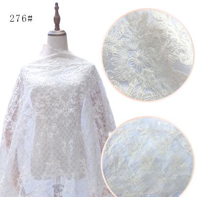 China Silky Net Classic Decorative Pattern Style Bottom Embroidery Cotton Lace Fabric High Quality for sale