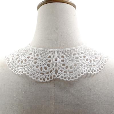 China 3D Chest Flowers Embroidery Lace Up Diy Fashion Accessories Applique Patches Design Custom Hollow Out 3D Polyester Peter Pan Necklace for sale