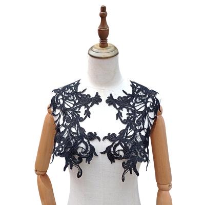 China 3D Chest Flowers Symmetric Embroidery Lace Diy Fashion Accessories Applique Patches Design Custom Hollow Out 3D Polyester for sale