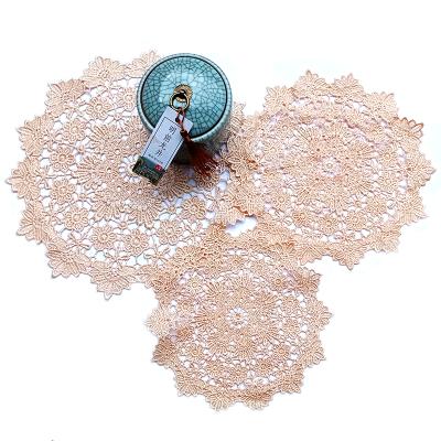 China Kitchen Minimalist Idyllic Romantic Idyllic Decor Round Coaster Cushion Style Embroidery Vintage Lace Table Cloth Cover Dining Room Table Cloth for sale