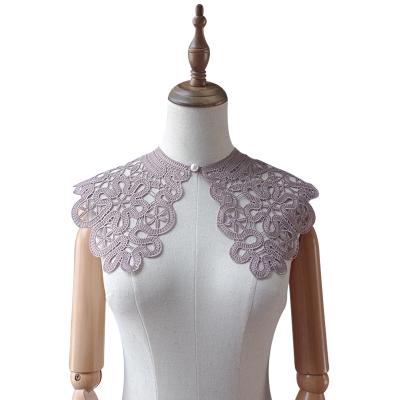 China Embroidery 100% Polyester Lace Cape Style Retro Hollow Out Small Vest Short Jacket Faux Collar Accessories Crochet For Fashion Knitting Bead for sale