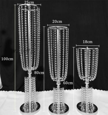 China Flower Stand Artificial Flower Wedding Decor Road Lead Acrylic Crystal Candlestick for sale