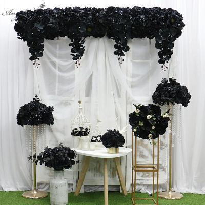 China Black Series Artificial Flower Row Centerpieces and Flower Ball Row Flower Ball Corner Flower Decor Wedding Ceremony for sale