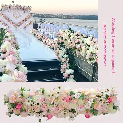 China Artificial Flower Row 1M Customize Flower Row Wedding Backdrop Arch Decor Flower Road Lead Flower for sale