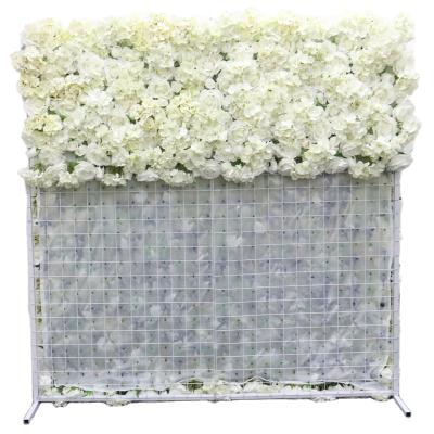 China Creative 3D Flower Silk Flower Wall Made With Fabric Be Rolled Up Artificial Hydrangea Rose Flower Arrangement Wedding Backdrop Wall Decor for sale