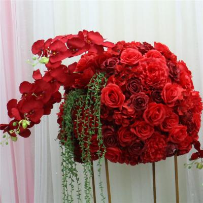 China 60cm Tall 3/4 Table Flower Silk Rose Artificial Flower Ball Wedding Party Backdrop Homemade Wedding Bouquet Customized for sale