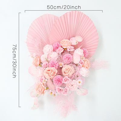 China Flower Bouquet Wedding Party Decor Wall Props Fan Blade Artificial Corner Flower for sale